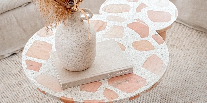 Pink terrazzo coffee tables